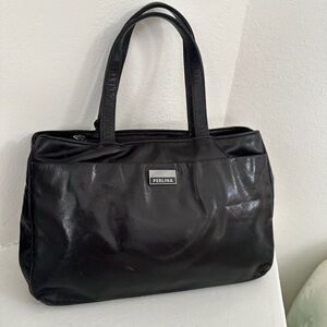 PERLINA 🖤 Supple Leather Black Tote vintage handbag 90s Y2K EUC